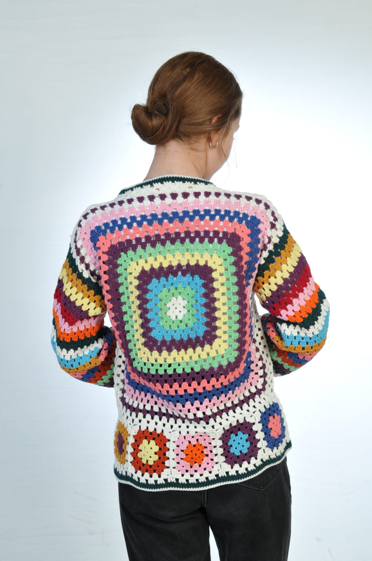 Mosaic crochet vest granny square detail - Loom & Loop