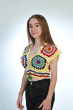 Aurora crochet crop top close-up - Loom & Loop