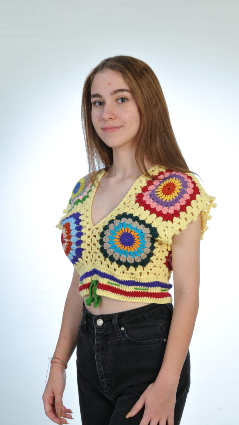 Aurora crochet crop top close-up - Loom & Loop