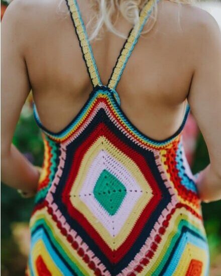 Crochet colourful dress