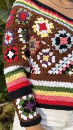 Autumn crochet trui close-up - Loom & Loop