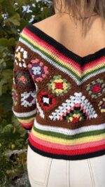 Autumn crochet trui stijldetail - Loom & Loop