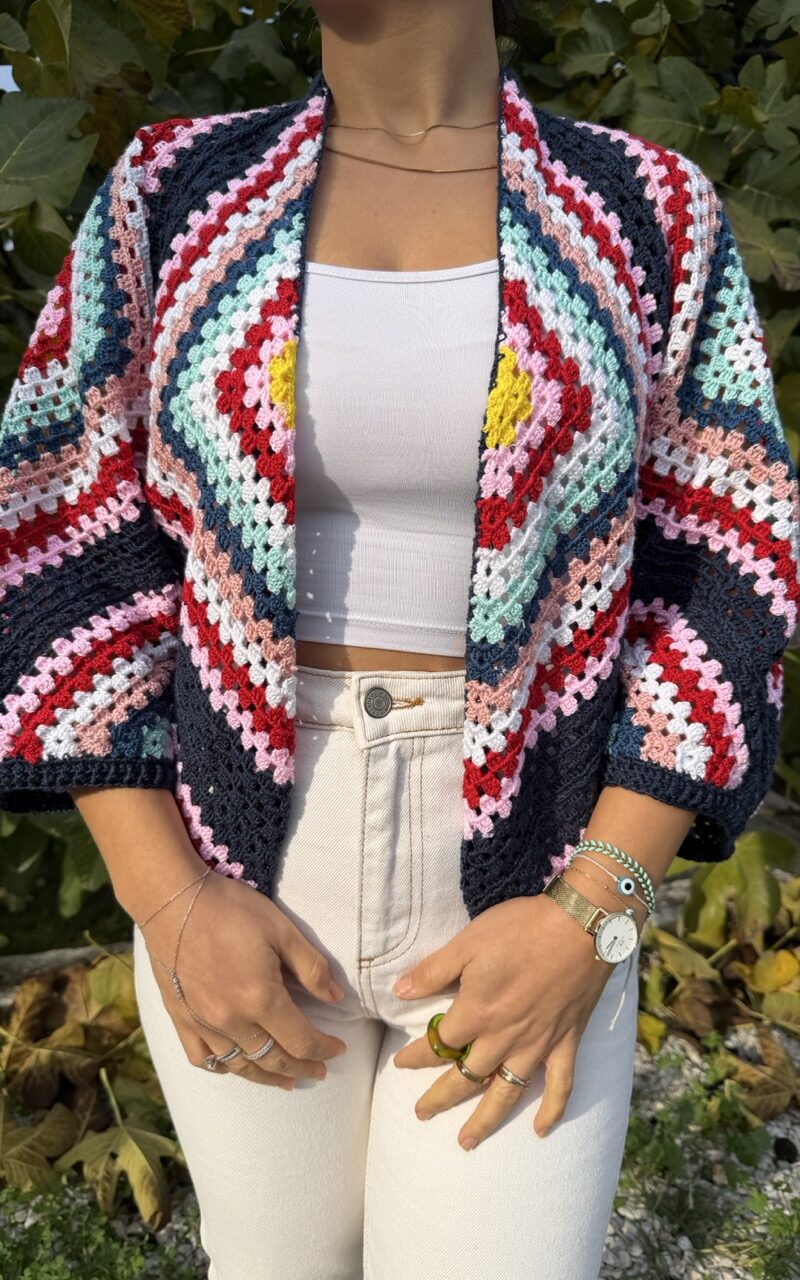 Starburst kimono crochet vest - handgemaakt bij Loom & Loop