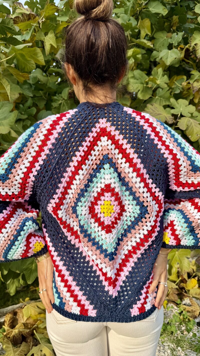 Starburst kimono crochet vest stijldetail - Loom & Loop