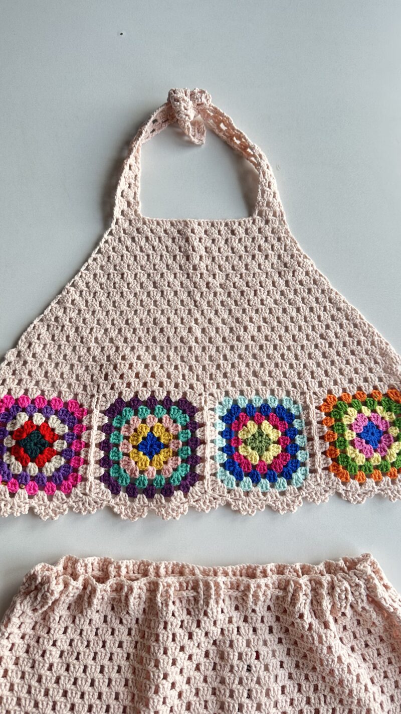 Ivory Bloom crochet two-piece set - handgemaakt bij Loom & Loop